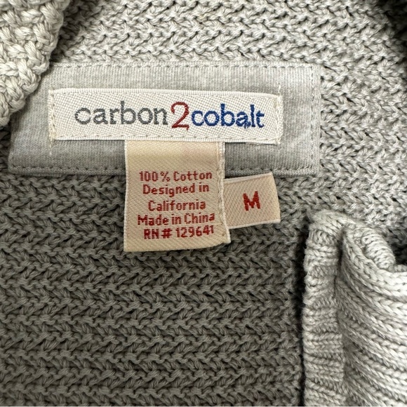 Carbon 2 Cobalt Gray/green Honeycomb Knit Quarter Zip Sweater Sz M - Picture 3 of 8